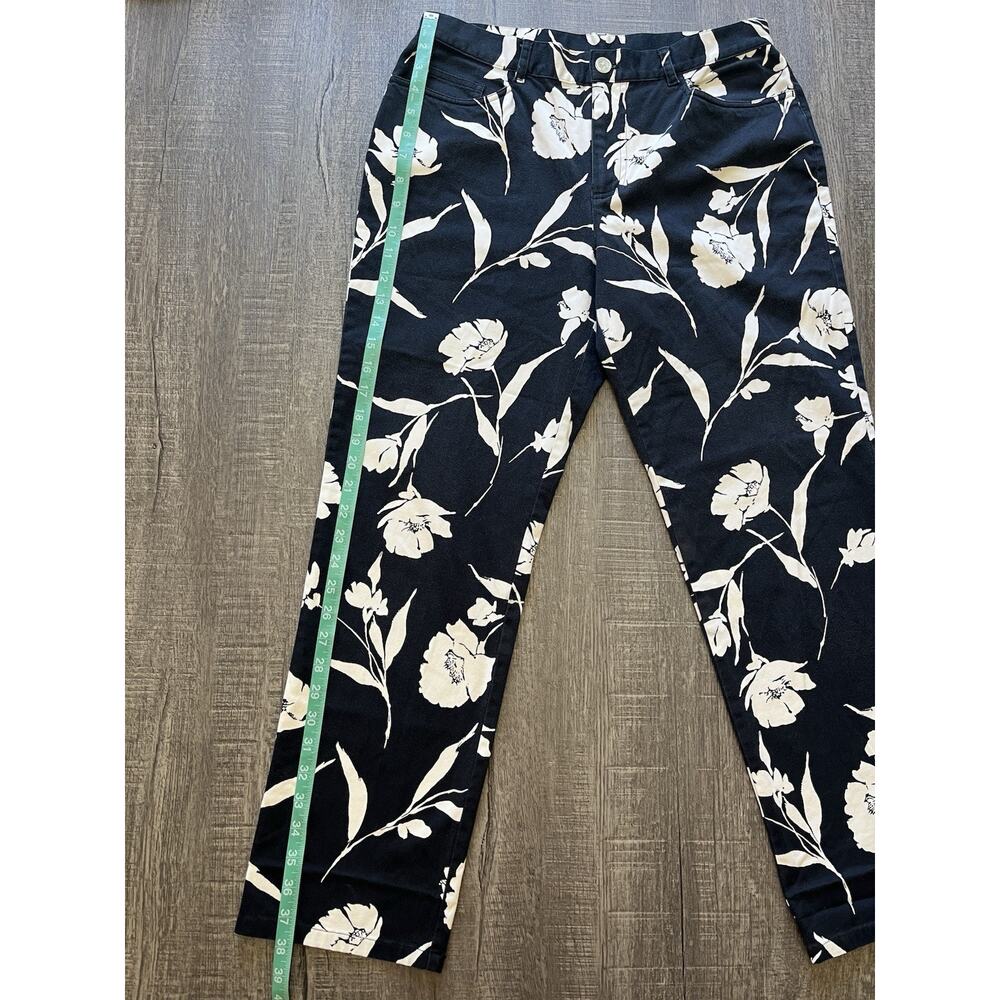 Lauren Ralph Lauren Vintage Pants Women 10 Navy Blue Floral Straight High Rise - Picture 9 of 9